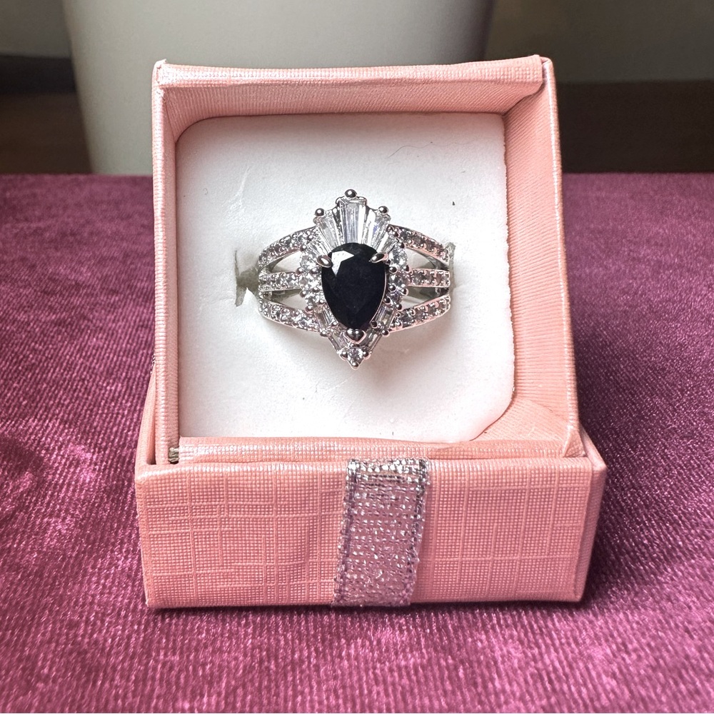 Bomb Party silver & black ring size 7